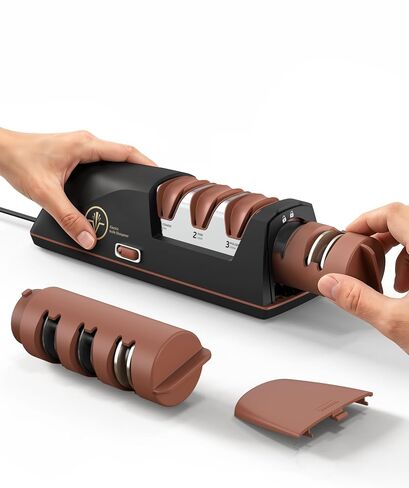 Electric Knife Sharpener Can Replace Sharpening Head | Easy to Change, 3-Stage, 15° Precision Angle, Diamond Sharpening System, Metal & Ceramic Knives, Exquisite Gifts & Packaging in Saudi Arabia