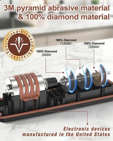 Electric Knife Sharpener Can Replace Sharpening Head | Easy to Change, 3-Stage, 15° Precision Angle, Diamond Sharpening System, Metal & Ceramic Knives, Exquisite Gifts & Packaging in Saudi Arabia