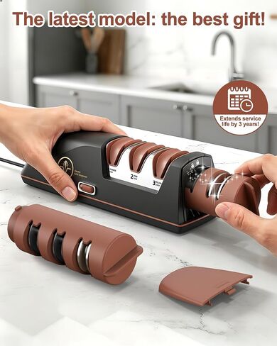 Electric Knife Sharpener Can Replace Sharpening Head | Easy to Change, 3-Stage, 15° Precision Angle, Diamond Sharpening System, Metal & Ceramic Knives, Exquisite Gifts & Packaging in Saudi Arabia