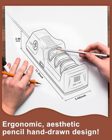 Electric Knife Sharpener Can Replace Sharpening Head | Easy to Change, 3-Stage, 15° Precision Angle, Diamond Sharpening System, Metal & Ceramic Knives, Exquisite Gifts & Packaging in Saudi Arabia