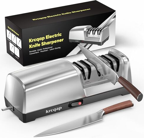 Electric Knife Sharpener for Kitchen Knives, 3-Stage, Fast, Repair, Polish | 3-Stage Kitchen Knife Sharpener - 15°Precision Angle Guide Knife Sharpeners - Stainless Steel Grinding Head-Portable in Saudi Arabia
