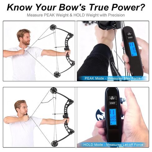Archery Bow Scale Recurve/Compound Bow 110LB/50KG Tuning Scale with Peak and Hold HD LCD Display LB/KG Battery&Screwdriver Included(Black) in Saudi Arabia