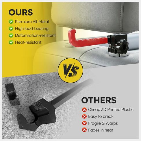 Heavy Duty All Steel Bow Hanger for Truck, Red Wave Anti-Slip Hook | Upgraded Twist-Lock Clamp, Universal Compound Bow Holder with 3 Shims for 10-14mm Headrest, Archery Hunting Gear Safe Storage in Saudi Arabia