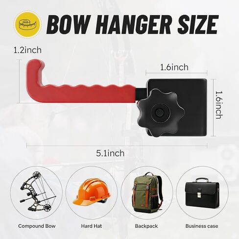 Heavy Duty All Steel Bow Hanger for Truck, Red Wave Anti-Slip Hook | Upgraded Twist-Lock Clamp, Universal Compound Bow Holder with 3 Shims for 10-14mm Headrest, Archery Hunting Gear Safe Storage in Saudi Arabia