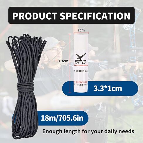 SPG 59ft D Loop Material - Tear and Durable - Archery D Loop String for Compound Bow Withstand 200lbs Bow Release D Loop String with Bow String Wax Bowstring Maintenance Tools in Kuwait