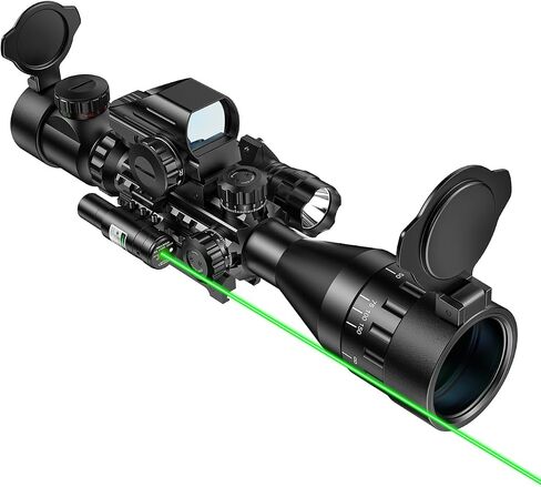 MidTen 4-16x50 AO Hunting Rifle Scope Dual Illuminated Optics & Illuminated Reflex Sight 4 Holographic Reticle Red/Green Dot Sight & Laser Sight & Flashlight in Saudi Arabia