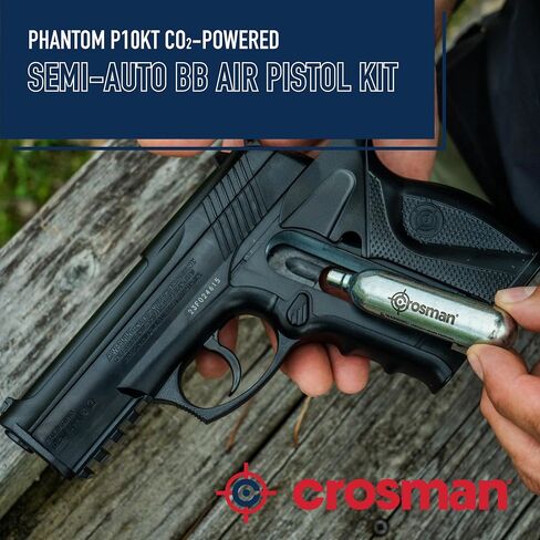 Crosman P10KT CO2 BB Pistol Kit - 20-Round Mag - 480 FPS - Black | Safety Glasses Included - Copperhead Bbs Included - Co2 Cartridges Included in Kuwait