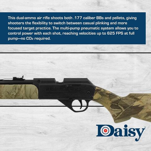 Daisy Powerline 35 Multi-Pump .177 BB/Pellet Air Rifle - Camo | Pump Up Handle Sets Your Power - Fires Both Bbs And Pellets - Easy To Adjust Rear Target Sights in Saudi Arabia