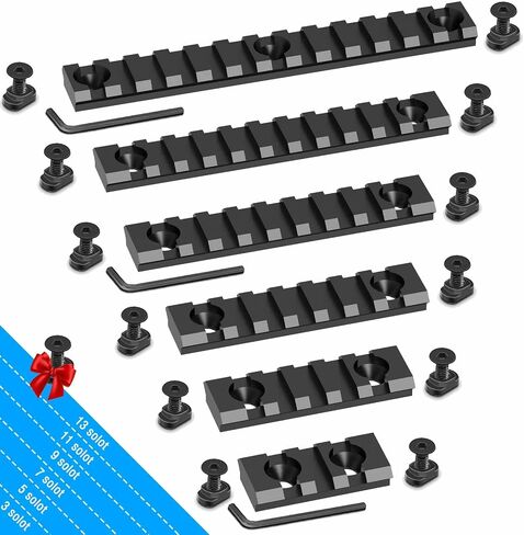 Mlock Picatinny Rail Set, Aluminum Airsoft Rail Accessories, 3 5 7 9 11 13 Slots with 13 T-Nuts & Screws, 3 Wrench-Rounded Corner in Saudi Arabia
