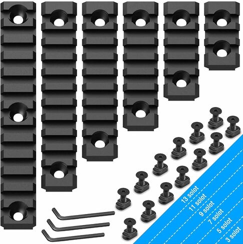 Mlock Picatinny Rail Set, Aluminum Airsoft Rail Accessories, 3 5 7 9 11 13 Slots with 13 T-Nuts & Screws, 3 Wrench-Rounded Corner in Saudi Arabia