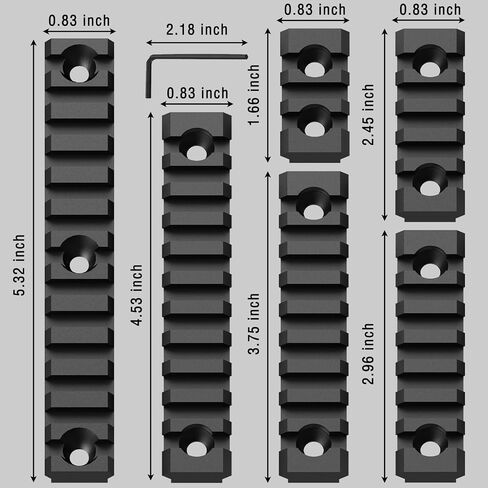 Mlock Picatinny Rail Set, Aluminum Airsoft Rail Accessories, 3 5 7 9 11 13 Slots with 13 T-Nuts & Screws, 3 Wrench-Rounded Corner in Saudi Arabia