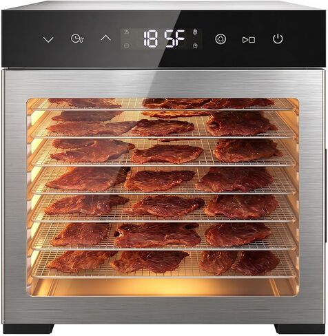 NEWBULIG 8 Stainless Steel Trays Food Dehydrator, 500W High Power Electric Food Dryer, 24 Hours Timing, 185°F Adjustable Temp, Perfect for Fruit, Meat, Jerky, Herbs and Dog Treats in Saudi Arabia