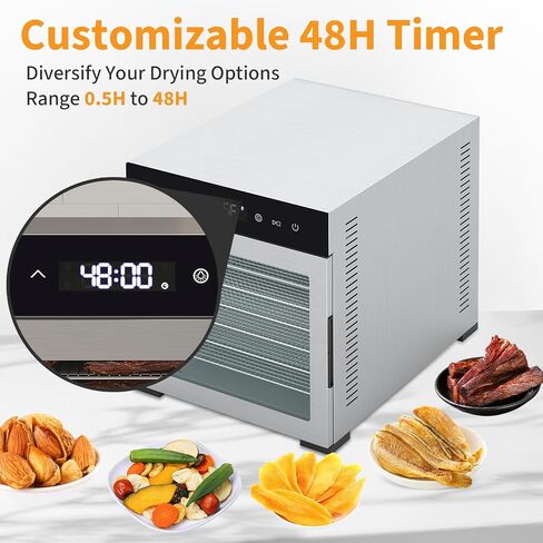 NEWBULIG 8 Stainless Steel Trays Food Dehydrator, 500W High Power Electric Food Dryer, 24 Hours Timing, 185°F Adjustable Temp, Perfect for Fruit, Meat, Jerky, Herbs and Dog Treats in Saudi Arabia