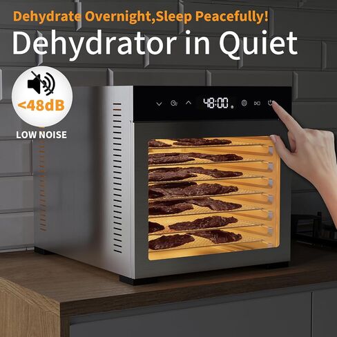 NEWBULIG 8 Stainless Steel Trays Food Dehydrator, 500W High Power Electric Food Dryer, 24 Hours Timing, 185°F Adjustable Temp, Perfect for Fruit, Meat, Jerky, Herbs and Dog Treats in Saudi Arabia