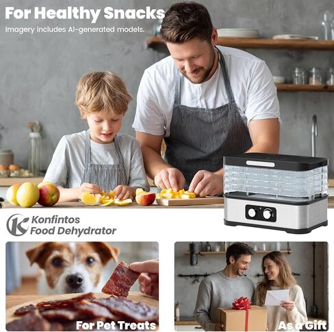 Small Food Dehydrator for Jerky, Fruit, Herbs & Pet Treats | 250W Energy-Efficient Heating, 5 BPA-free stackable trays, up to 72 hours of continuous operation, 95–158°F control, Black in Saudi Arabia