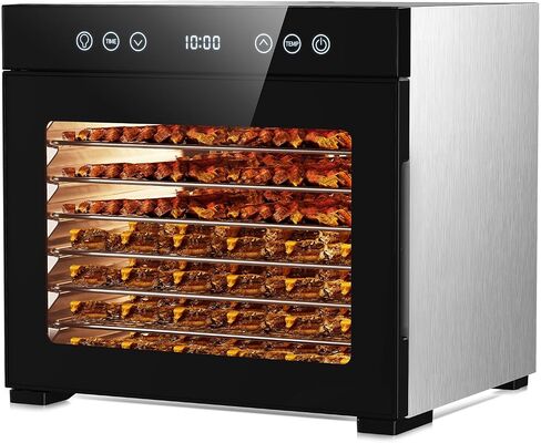Food Dehydrator Machine, Powerful Food Dryer with 8 Stainless Steel Trays, Adjustable Temperature up to 167°F & 48-Hour Timer for Jerky, Fruits, Herbs - Includes Mesh Tray, Drip Tray & Recipe Guide in Saudi Arabia