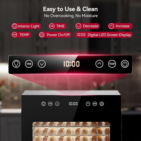 Food Dehydrator Machine, Powerful Food Dryer with 8 Stainless Steel Trays, Adjustable Temperature up to 167°F & 48-Hour Timer for Jerky, Fruits, Herbs - Includes Mesh Tray, Drip Tray & Recipe Guide in Saudi Arabia