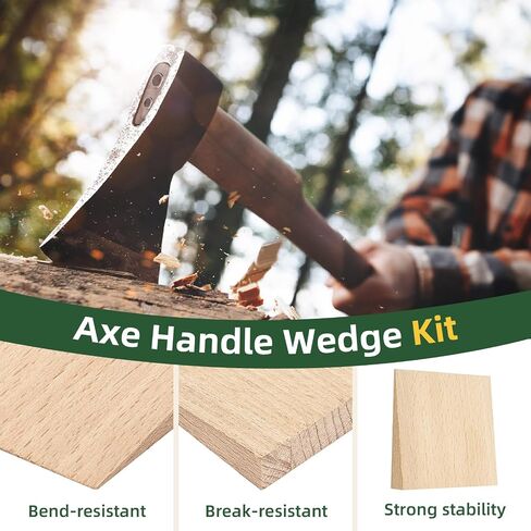 Axe Hammer Handle Wedge Kit with 1 Wooden and 3 Corrugated Steel Wedges | Fit for Hatchet Repairing and Fixing, Axe Wedge Kit in Saudi Arabia