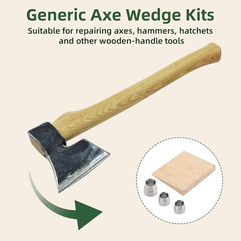 Axe Hammer Handle Wedge Kit with 1 Wooden and 3 Corrugated Steel Wedges | Fit for Hatchet Repairing and Fixing, Axe Wedge Kit in Saudi Arabia