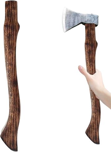 Axe Handle Beech Wood 18.5in Long Ax Handle Replacement Carbonized Hatchet Handle with Curved End Smooth Impact Resistant Axe Handles, Axe Handle, 18.50inch in Saudi Arabia