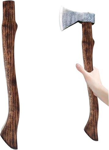 Axe Handle Beech Wood 18.5in Long Ax Handle Replacement Carbonized Hatchet Handle with Curved End Smooth Impact Resistant Axe Handles, Axe Handle, 18.50inch in Saudi Arabia