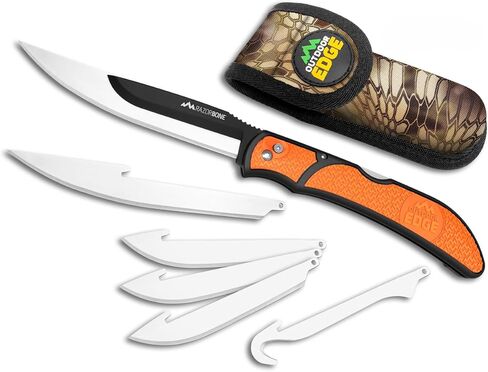OUTDOOR EDGE RazorGuide Pak with Zip Pro & 12 Extra Blades | Hunting Knife Set Features Two Replaceable Blade Hunting Knives, Bone Saw, and Zip Pro Gutting Blade (Black Guide Pack Pro) in Saudi Arabia