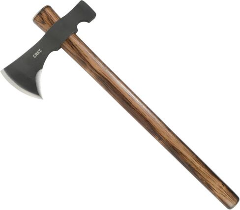 CRKT Black Woods Chogan T-Hawk Outdoor Survival Tomahawk: 1055 Carbon Steel Plain Edge Blade, Tennessee Hickory Handle, with Leather Sheath, 2730KS in Saudi Arabia
