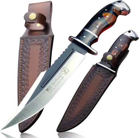 WPKOPYA (DeHong-88 Hunting Knife, 7.1" (about 18 cm) Fixed Blade Tactical knife ，Configure leather scabbard,Camping, survival， Slicing, Boning, Gift Collection in Kuwait