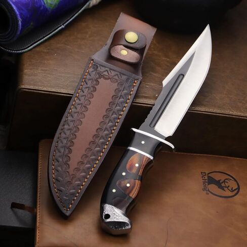 WPKOPYA (DeHong-88 Hunting Knife, 7.1" (about 18 cm) Fixed Blade Tactical knife ，Configure leather scabbard,Camping, survival， Slicing, Boning, Gift Collection in Kuwait