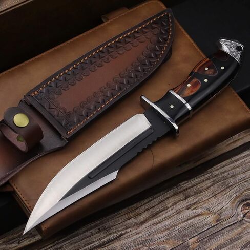 WPKOPYA (DeHong-88 Hunting Knife, 7.1" (about 18 cm) Fixed Blade Tactical knife ，Configure leather scabbard,Camping, survival， Slicing, Boning, Gift Collection in Kuwait