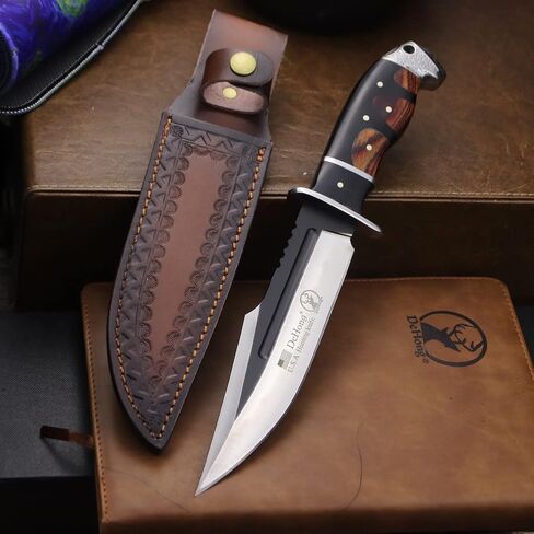 WPKOPYA (DeHong-88 Hunting Knife, 7.1" (about 18 cm) Fixed Blade Tactical knife ，Configure leather scabbard,Camping, survival， Slicing, Boning, Gift Collection in Kuwait