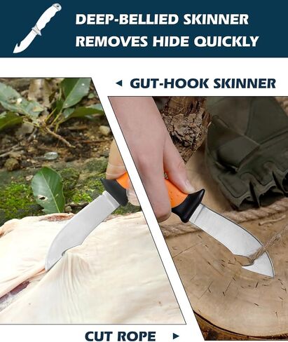Game Processor 7-Piece Hunting Knife Set | Caping & Boning Knives, Gut Hook Skinning Knife, Bone Saw, Ribcage Spreader in Hard Case | Butcher Knife Set for Deer & Elk,Hunting Field Dressing Kit in Kuwait