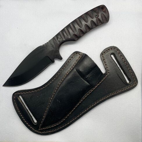 Full Tang Fixed Blade Hunting Knife with Sheath, 4 Inch Stainless Steel Blade, Ergonomic Black Micarta Handle, Tactical Knife for Hunting Essentials, Skinning Knive for hunting in Kuwait