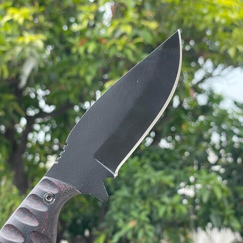 Full Tang Fixed Blade Hunting Knife with Sheath, 4 Inch Stainless Steel Blade, Ergonomic Black Micarta Handle, Tactical Knife for Hunting Essentials, Skinning Knive for hunting in Kuwait