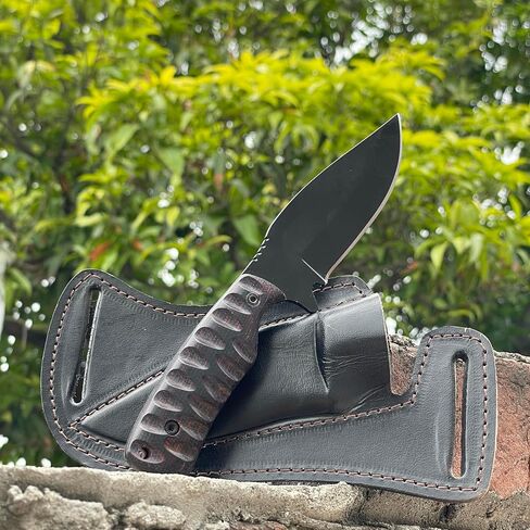 Full Tang Fixed Blade Hunting Knife with Sheath, 4 Inch Stainless Steel Blade, Ergonomic Black Micarta Handle, Tactical Knife for Hunting Essentials, Skinning Knive for hunting in Kuwait