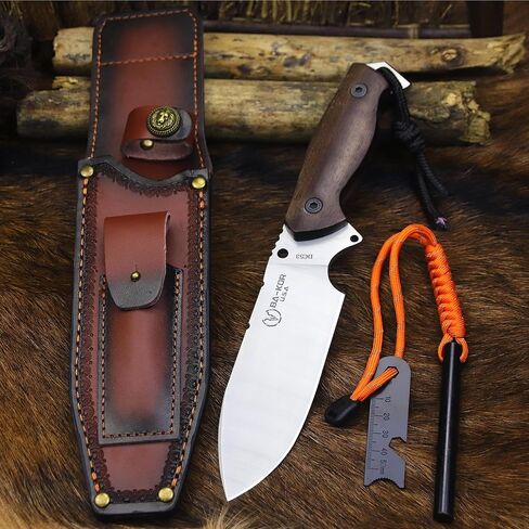 BA-KOR U.S.A 11 "DC53 Steel Hunting Knife & Sheath +4" Flint Fire Starter, Acidwood handle Jungle Survival Knife, Camping EDC tool knife in Saudi Arabia