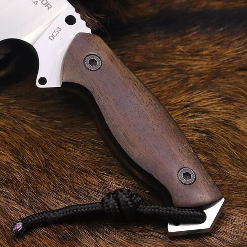 BA-KOR U.S.A 11 "DC53 Steel Hunting Knife & Sheath +4" Flint Fire Starter, Acidwood handle Jungle Survival Knife, Camping EDC tool knife in Saudi Arabia
