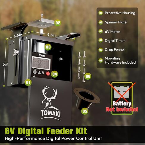 6V Deer Feeder Kit, Motor and Timer Metal Kit, Digital Game FeederTimer, Mounting Bracket Included, Up to 8 Feed Time, Easy to Install, Weatherproof Feed Kit in Saudi Arabia