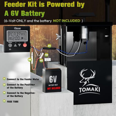 6V Deer Feeder Kit, Motor and Timer Metal Kit, Digital Game FeederTimer, Mounting Bracket Included, Up to 8 Feed Time, Easy to Install, Weatherproof Feed Kit in Saudi Arabia
