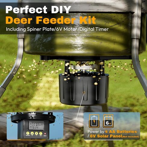 Deer Feeder Kit, 6V Feeder Kit, Feeder Motor & Timer Kit, Small-Size Game Feeder/Chicken Feeder, Sturdy Hunting Feeder Kit with Spinner/Digital Timer/Adjustable Arms/Batteries Slot/Solar Panel Port in Saudi Arabia