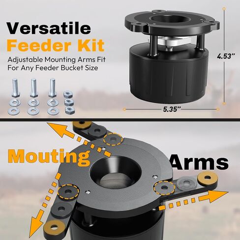 Deer Feeder Kit, 6V Feeder Kit, Feeder Motor & Timer Kit, Small-Size Game Feeder/Chicken Feeder, Sturdy Hunting Feeder Kit with Spinner/Digital Timer/Adjustable Arms/Batteries Slot/Solar Panel Port in Saudi Arabia