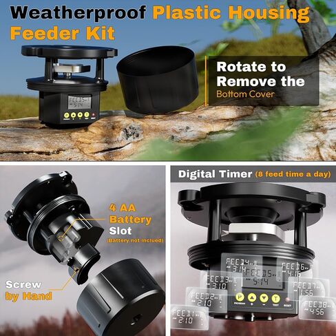 Deer Feeder Kit, 6V Feeder Kit, Feeder Motor & Timer Kit, Small-Size Game Feeder/Chicken Feeder, Sturdy Hunting Feeder Kit with Spinner/Digital Timer/Adjustable Arms/Batteries Slot/Solar Panel Port in Saudi Arabia