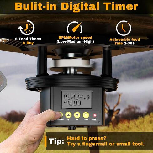 Deer Feeder Kit, 6V Feeder Kit, Feeder Motor & Timer Kit, Small-Size Game Feeder/Chicken Feeder, Sturdy Hunting Feeder Kit with Spinner/Digital Timer/Adjustable Arms/Batteries Slot/Solar Panel Port in Saudi Arabia