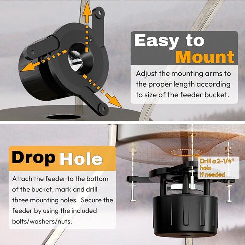 Deer Feeder Kit, 6V Feeder Kit, Feeder Motor & Timer Kit, Small-Size Game Feeder/Chicken Feeder, Sturdy Hunting Feeder Kit with Spinner/Digital Timer/Adjustable Arms/Batteries Slot/Solar Panel Port in Saudi Arabia
