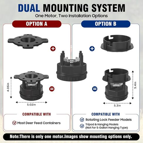 Deer Feeder Kit with 2 Mounting Options | Compatible With Various Deer Feed Containers, Digital Timer, Adjustable Feed Times,Batteries Not Included in Saudi Arabia
