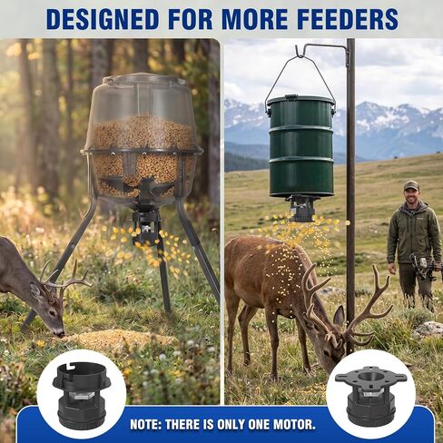 Deer Feeder Kit with 2 Mounting Options | Compatible With Various Deer Feed Containers, Digital Timer, Adjustable Feed Times,Batteries Not Included in Saudi Arabia