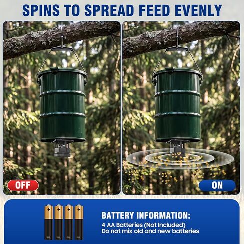 Deer Feeder Kit with 2 Mounting Options | Compatible With Various Deer Feed Containers, Digital Timer, Adjustable Feed Times,Batteries Not Included in Saudi Arabia