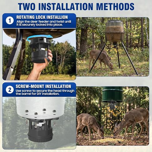 Deer Feeder Kit with 2 Mounting Options | Compatible With Various Deer Feed Containers, Digital Timer, Adjustable Feed Times,Batteries Not Included in Saudi Arabia