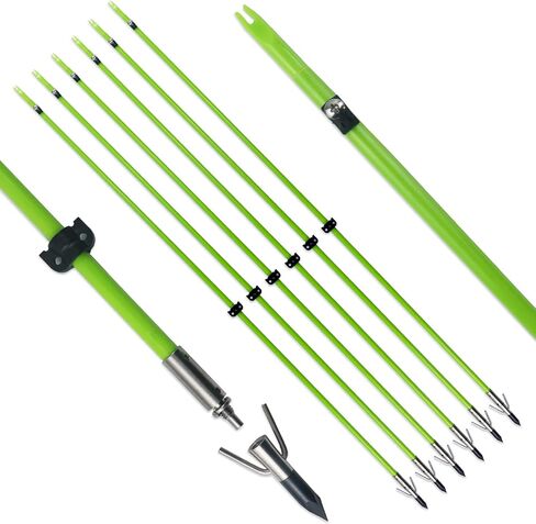 TIGER ARCHERY 34inch Bowfishing Arrows Solid Fiberglass Shaft with Broadhead for Compound Bow and Recurve Bow Fishing Arrow Archery and Hunting (Pack of 6) in Saudi Arabia