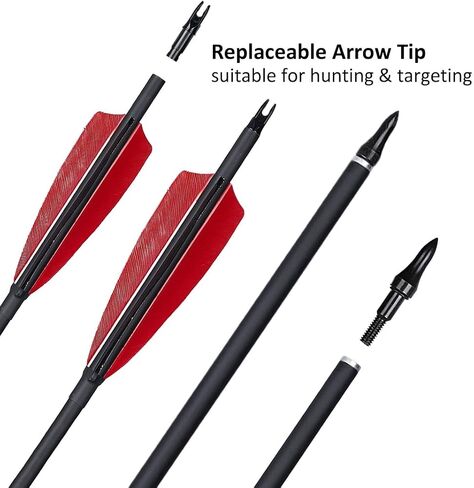 12 Pcs Archery Arrows with Feathers Removable Tips 30inch Hunting Arrows for Recurve Bow Longbow Compound Bow for Adults Targeting Practice in Saudi Arabia